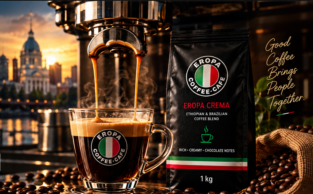 Espresso Eropa Crema avec la silhouette de Montréal